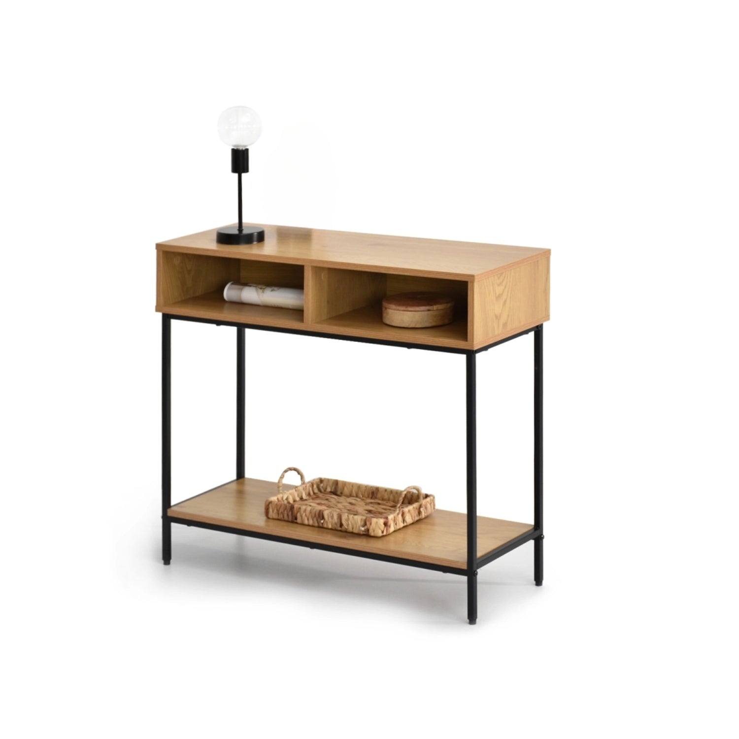 Lana Console Side Table Oak Look with Black Frame