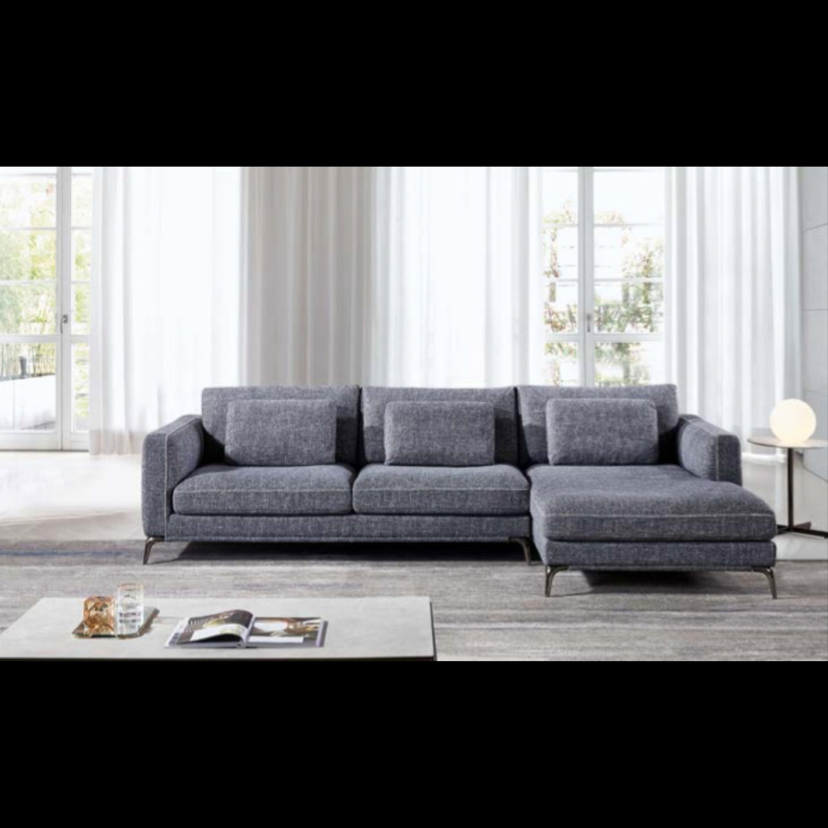 Addilyn L-Shaped Corner Sectional Sofa - Grey Fabric