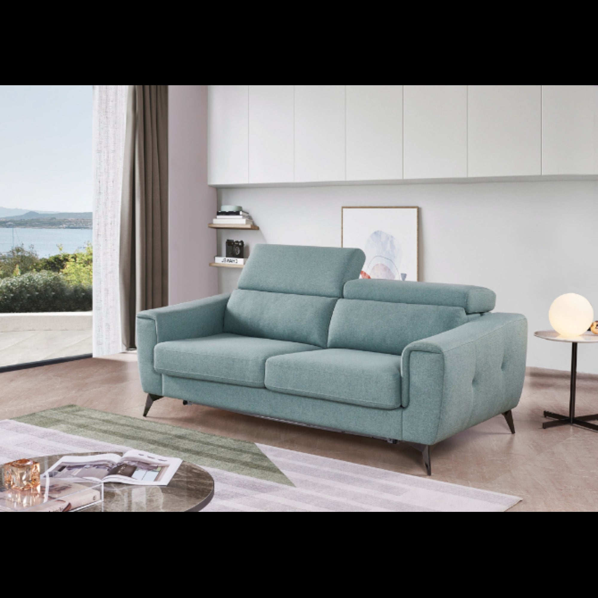 Overlea 3-Seater Sofa Bed with Mattress in Blue-Green