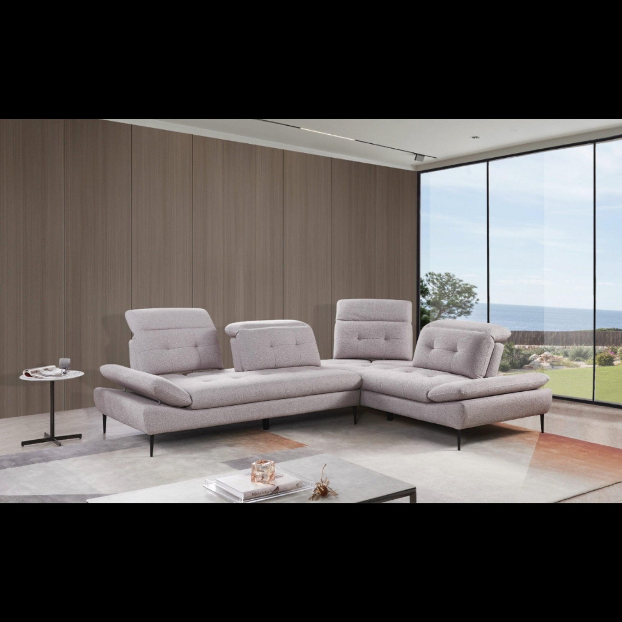 Selina Sectional Corner Sofa – 5-Seater, Adjustable, Modern Design (Pebble Grey or Latte)