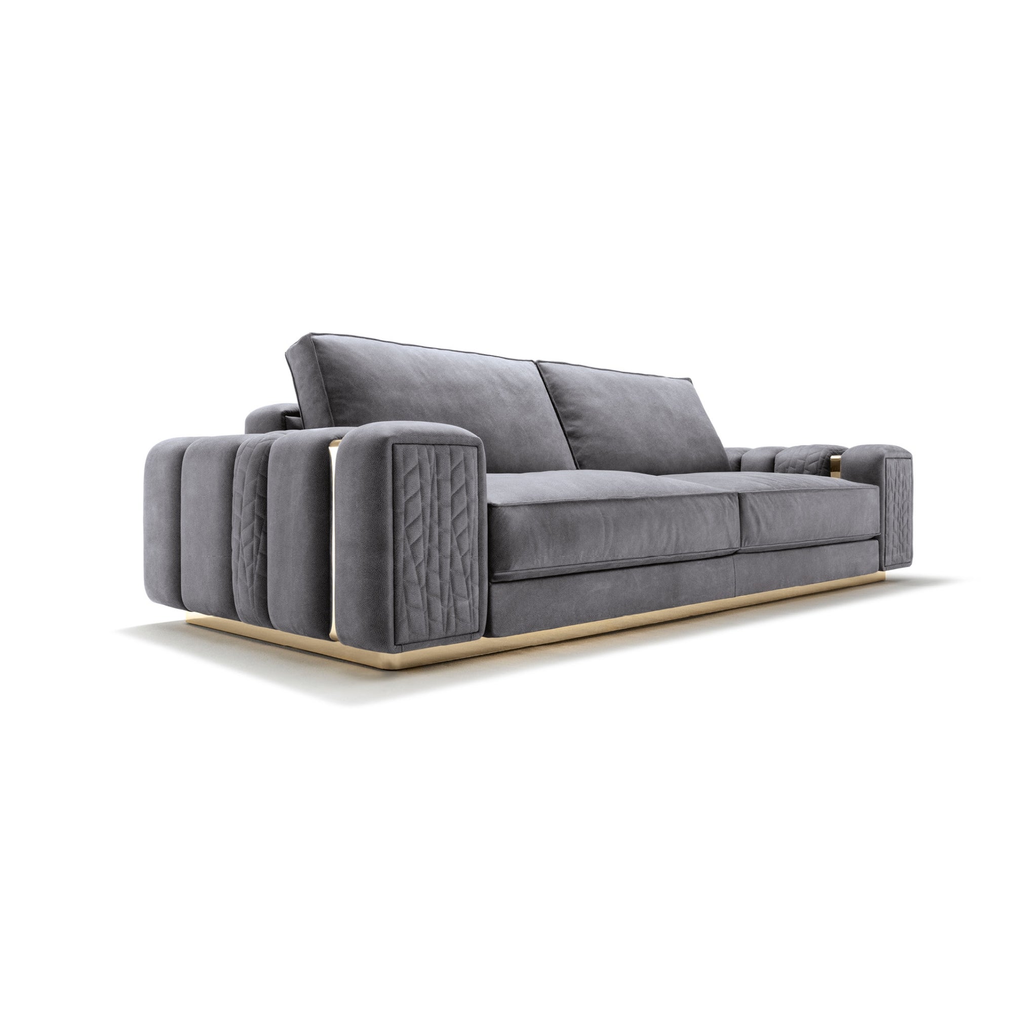 Viola 3 Piece Grey Sofa Set with Gold Trims