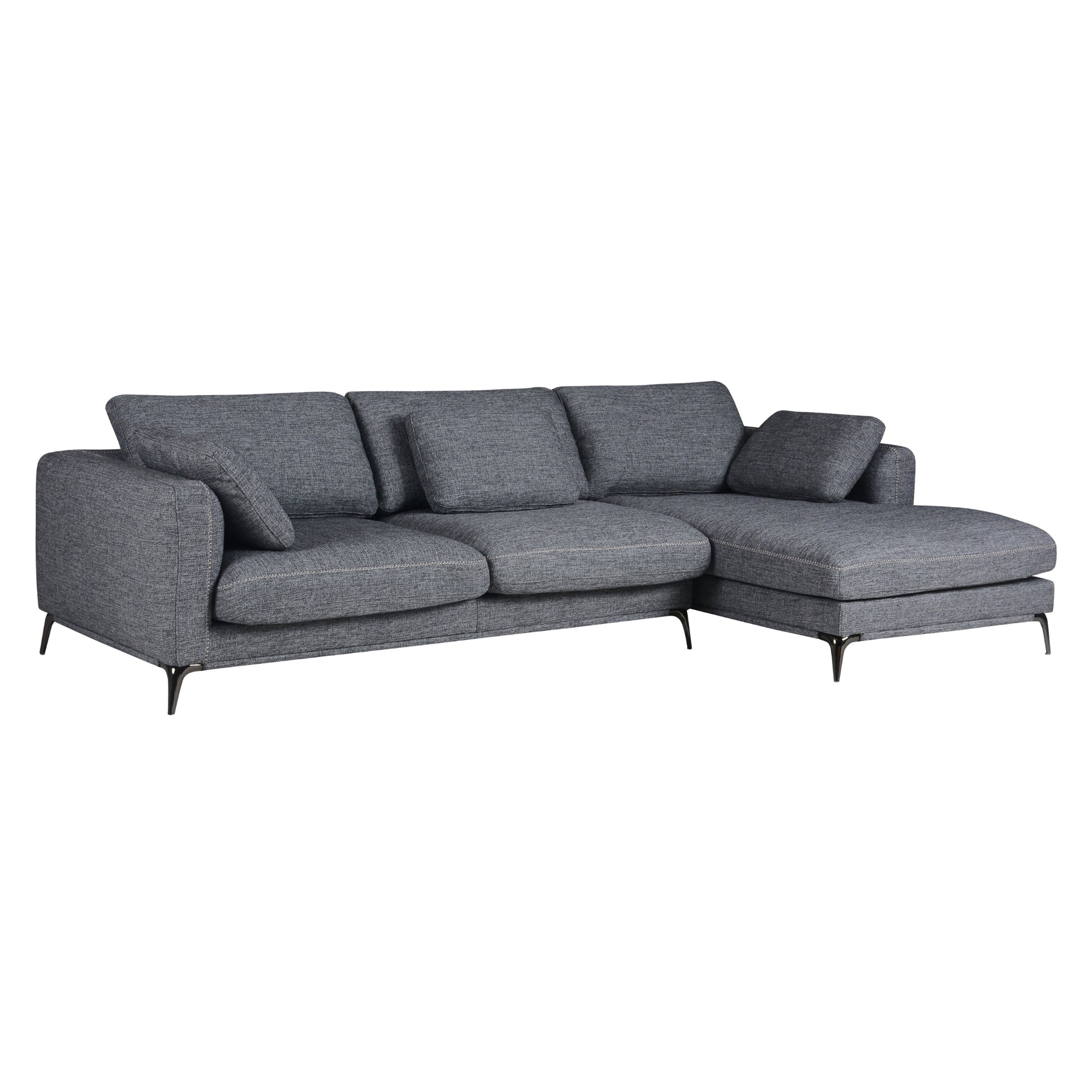 Addilyn L-Shaped Corner Sectional Sofa - Grey Fabric