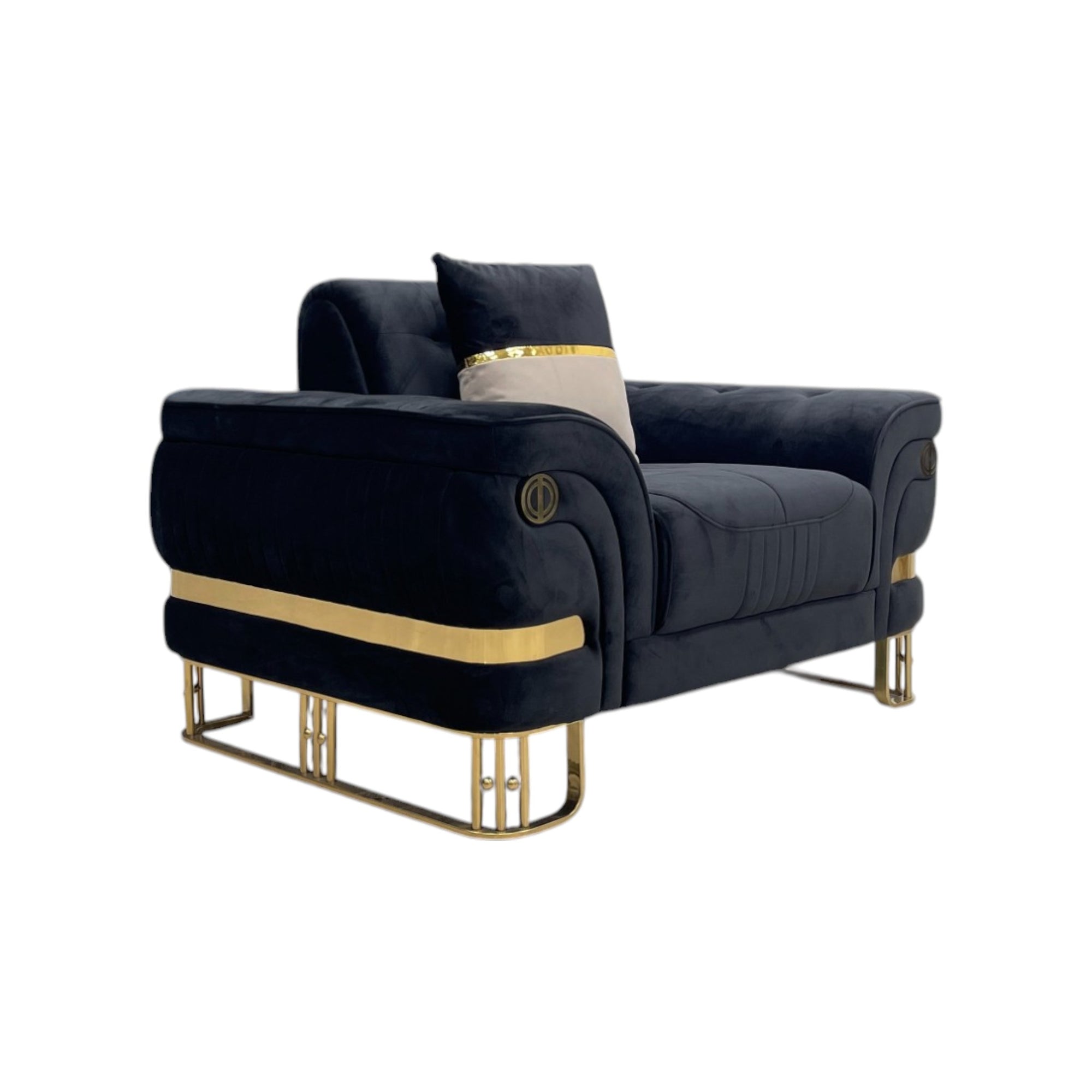 Lucca 7 Seater Sofa Set with Gold Trim Base