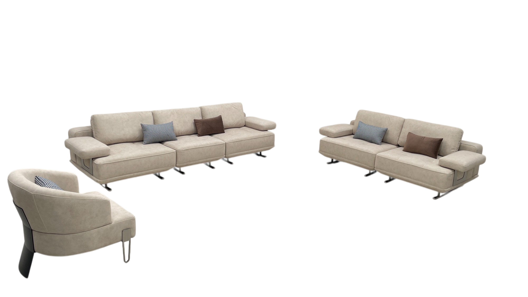 Vega 3 Piece Sofa Set with Stain Resistant Fabric