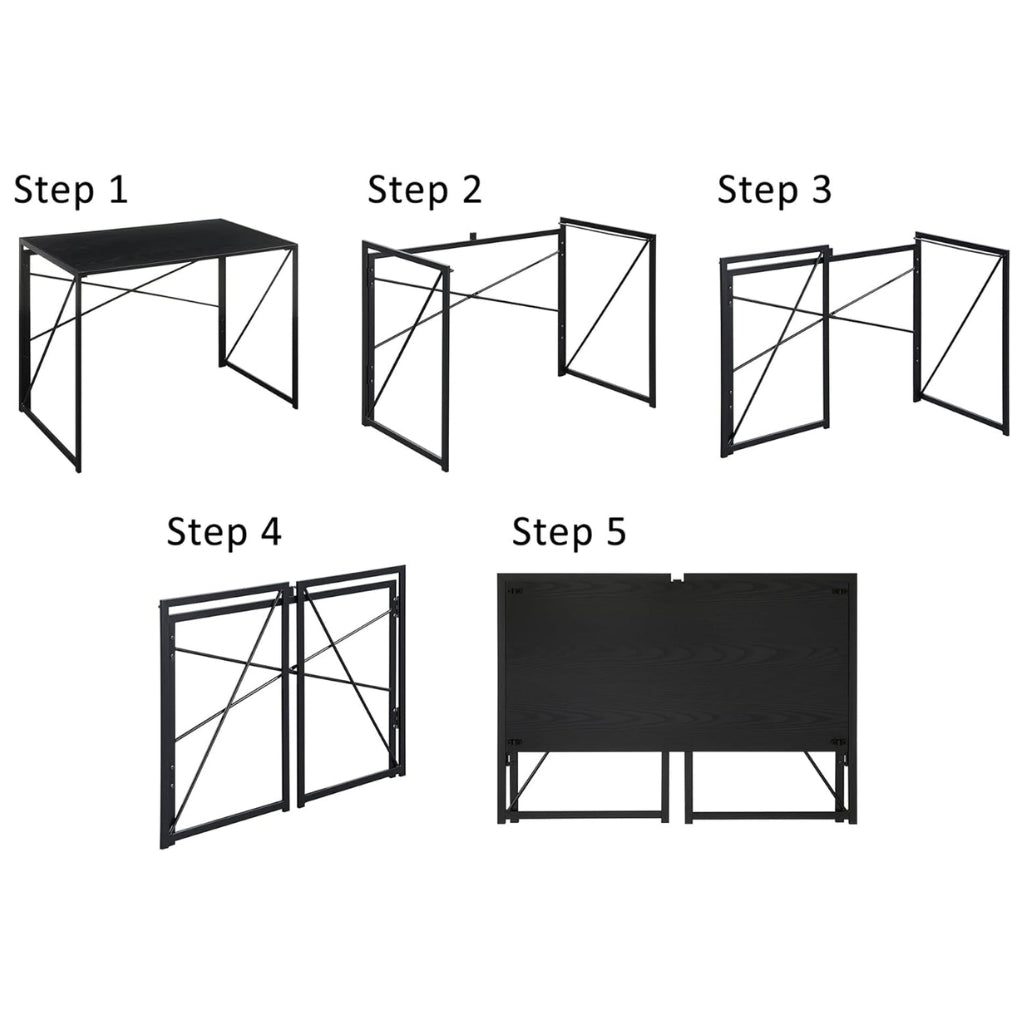 harper no assembly black desk 5 step setup infographic