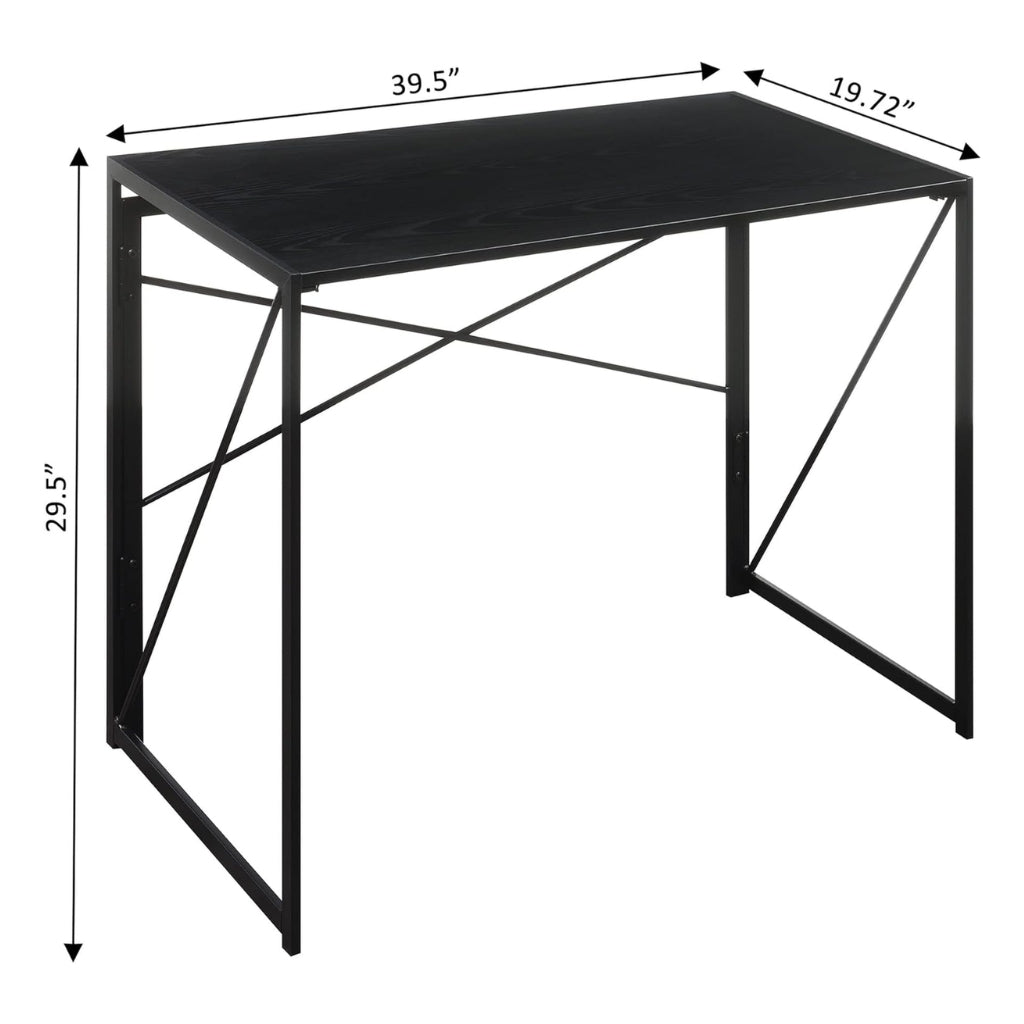 harper no assembly black desk size infographic 