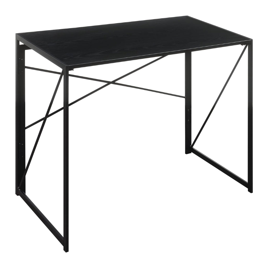 harper no assembly desk black with woodgrain table top