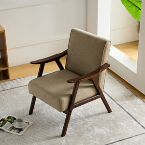 Armchair with wooden discount arms