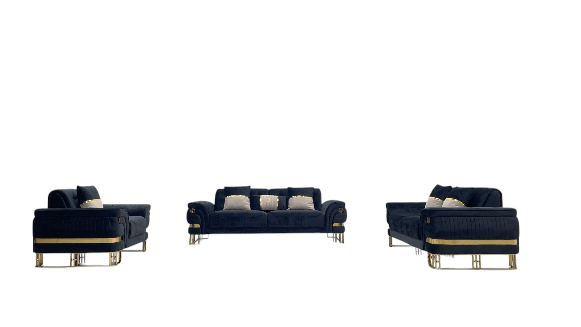 Lucca 7 Seater Sofa Set with Gold Trim Base